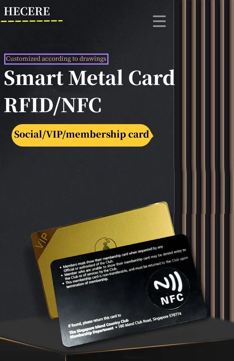 Custom Wholesale Programmable RFID Black Business Card NFC ID/IC Metal Cards