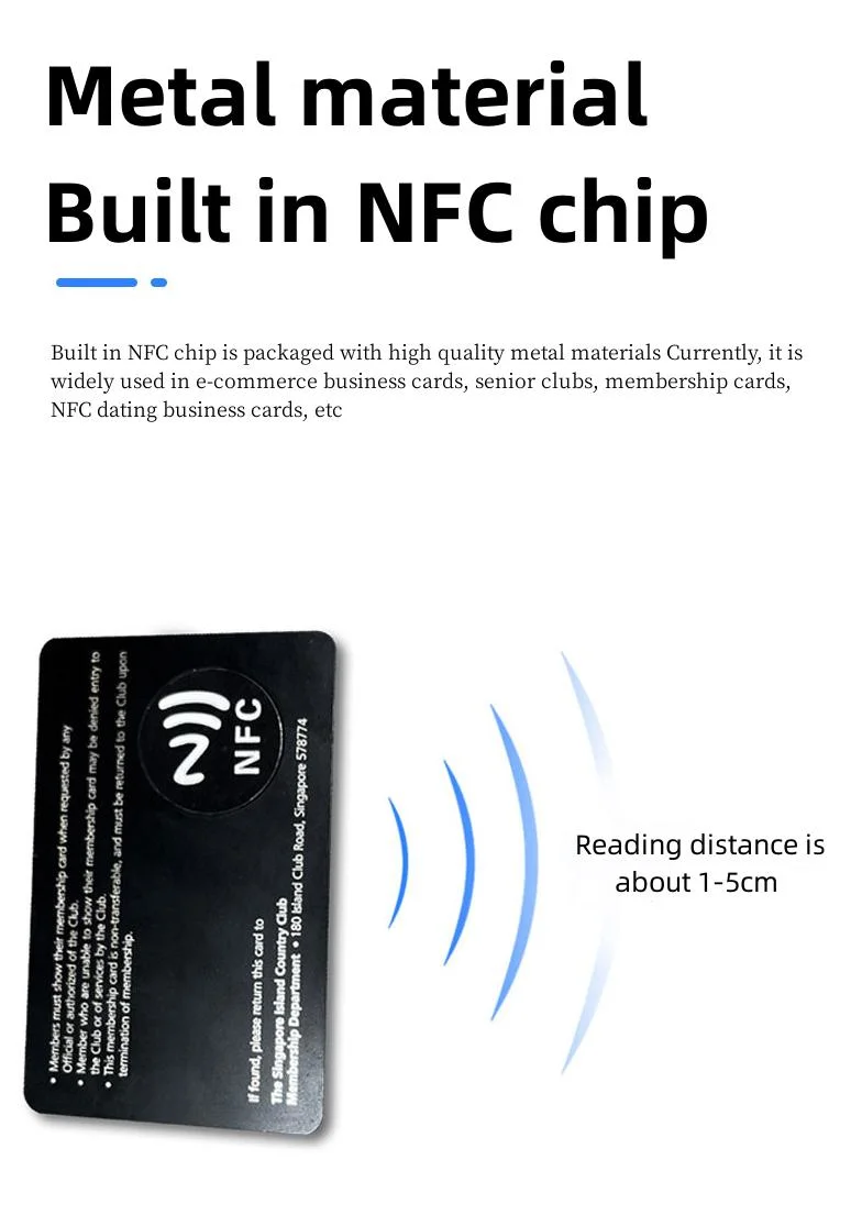 Custom Wholesale Programmable RFID Black Business Card NFC ID/IC Metal Cards