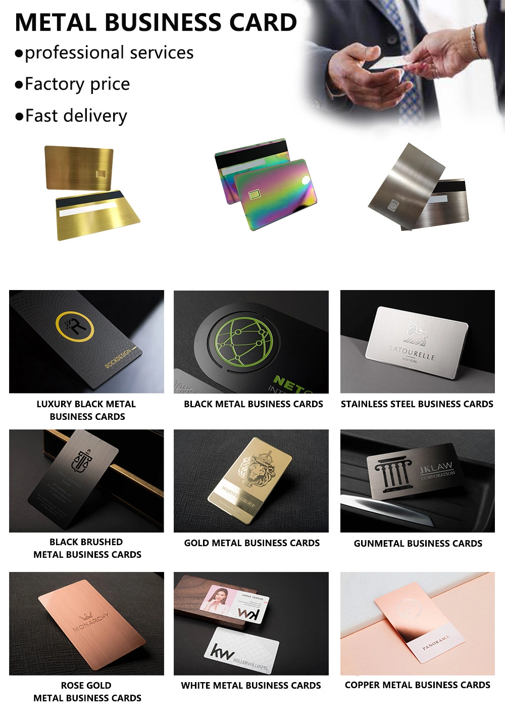New Promotional Gift Gold Stainless Steel Create Own Smart Custom Business Card Black Metal Business Cards with Logo